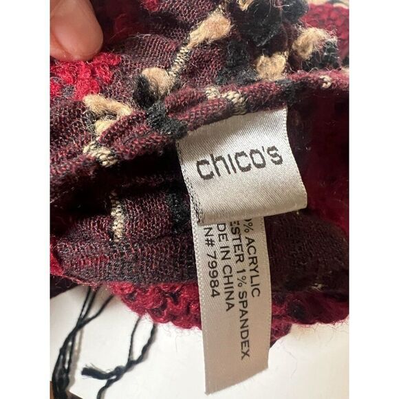 Chico's Whimsygoth Witchy Gothic Dark Floral Tapestry Scarf - Picture 6 of 7